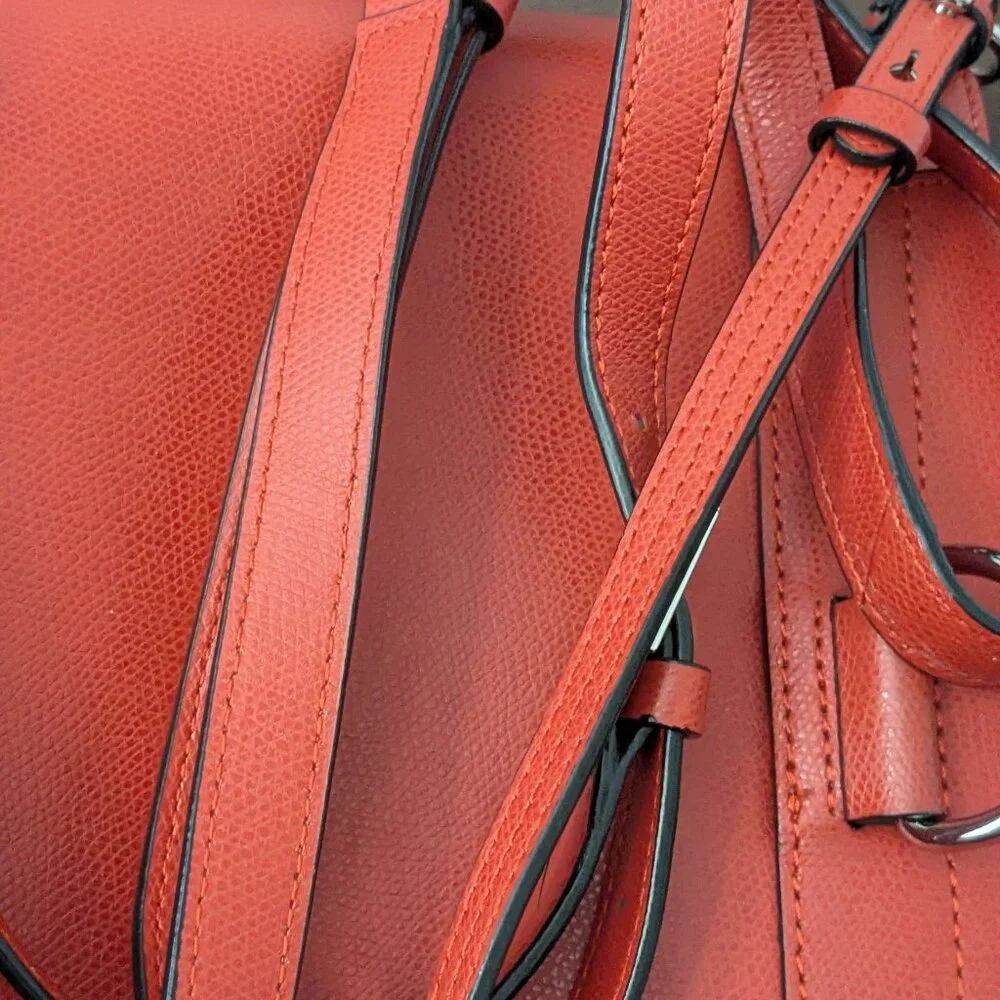 CALVIN KLEIN Women's L-REESE CONVERTIBLE BACKPACK PURSE Real Leather Red